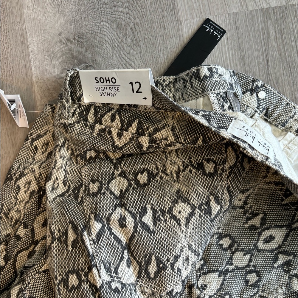 Soho Snake Print High Rise Pants - Black and Cream